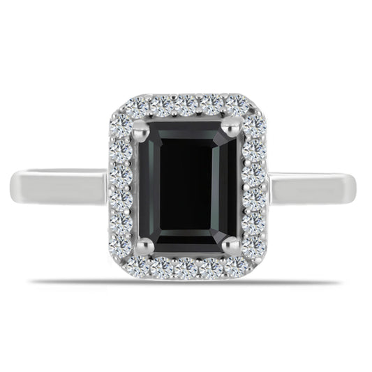 Anillo de Plata con Obsidiana y Topacio Blanco