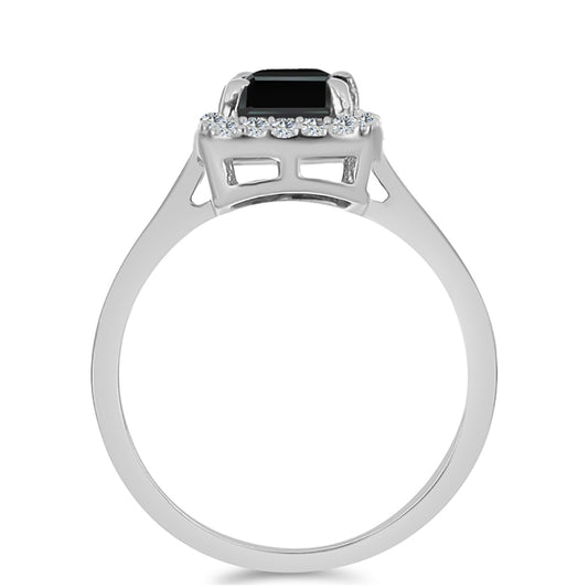 Anillo de Plata con Obsidiana y Topacio Blanco