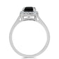 Anillo de Plata con Obsidiana y Topacio Blanco