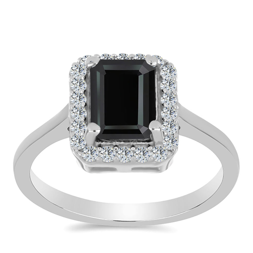 Anillo de Plata con Obsidiana y Topacio Blanco 3 