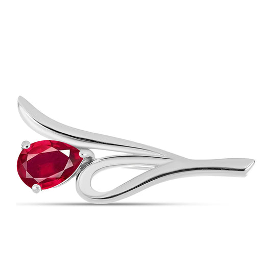 Broche de Plata con Rubí de Madagascar