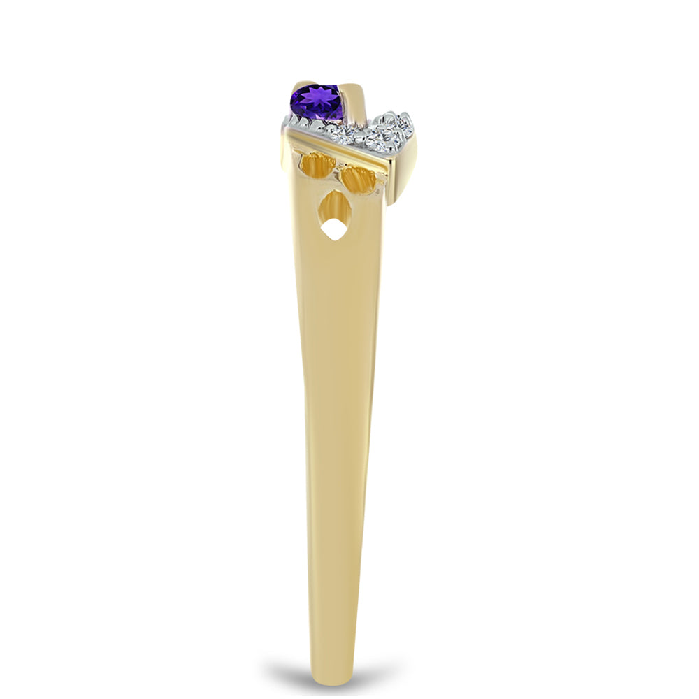 Anillo de Plata Bañada en Oro con Amatista de Marruecos y Topacio Blanco 4 