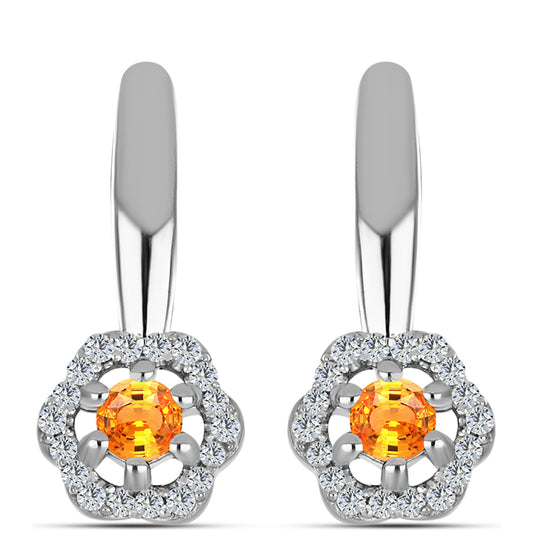 Pendientes de Plata con Zafiro Padparadscha y Topacio Blanco