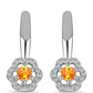 Pendientes de Plata con Zafiro Padparadscha y Topacio Blanco