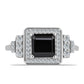 Anillo de Plata con Obsidiana y Topacio Blanco