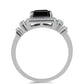 Anillo de Plata con Obsidiana y Topacio Blanco
