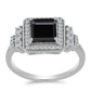 Anillo de Plata con Obsidiana y Topacio Blanco