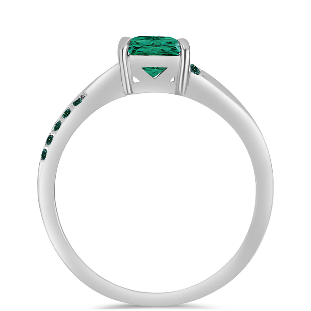 Anillo de Plata con Moissanita azul mar verdosa
