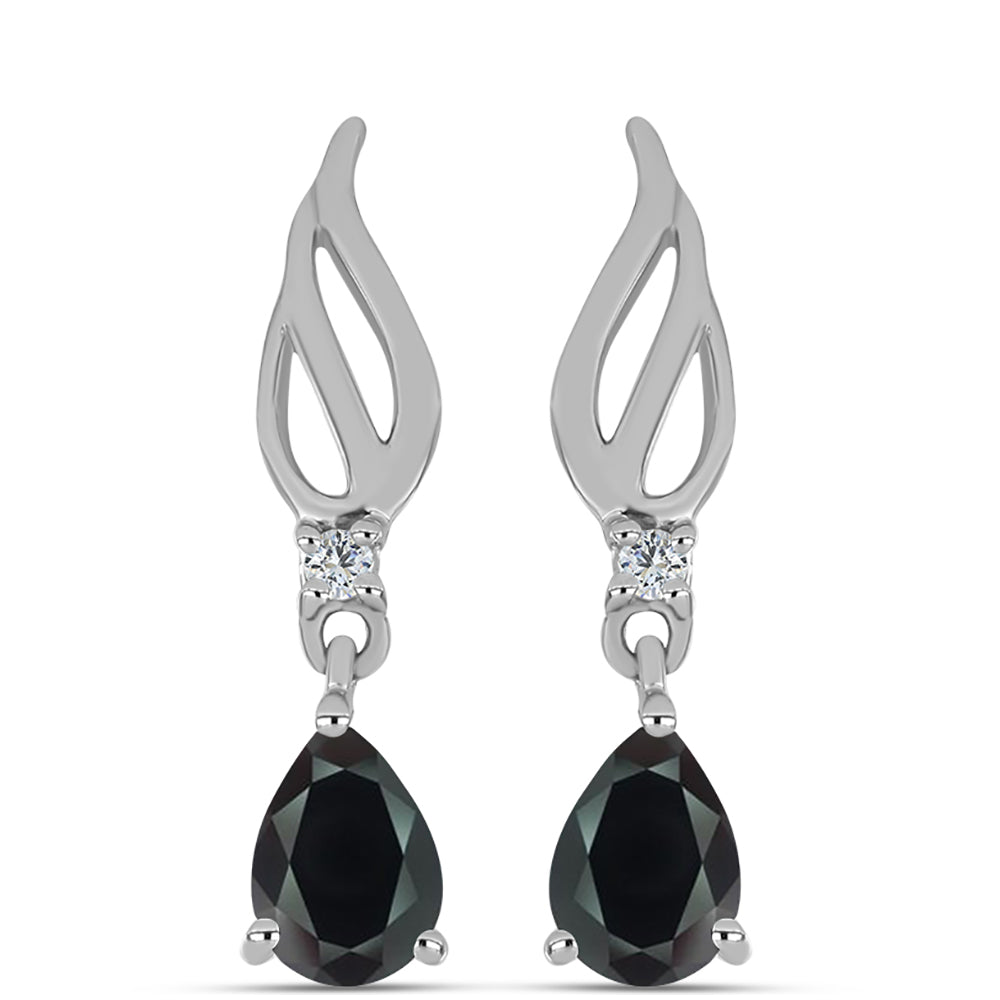 Pendientes de Plata con Obsidiana y Topacio Blanco 1 