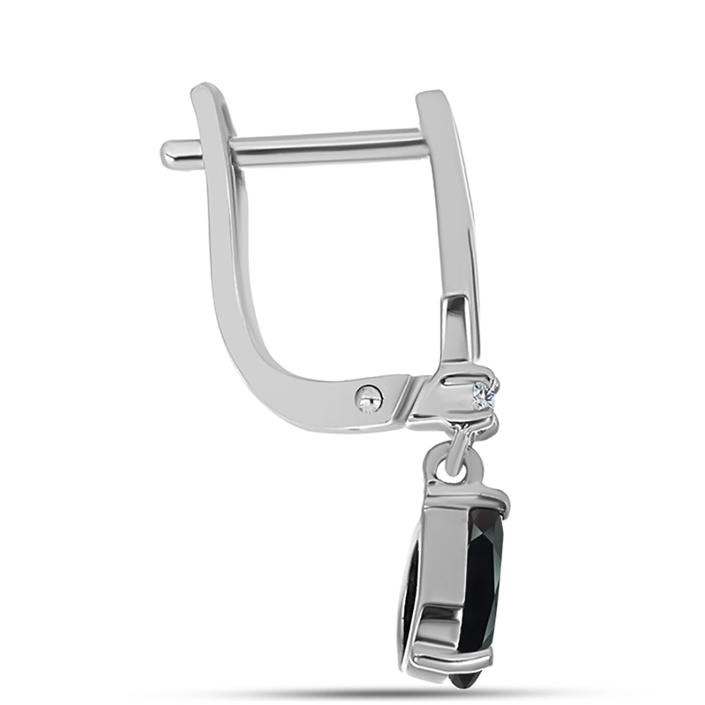 Pendientes de Plata con Obsidiana y Topacio Blanco 2 