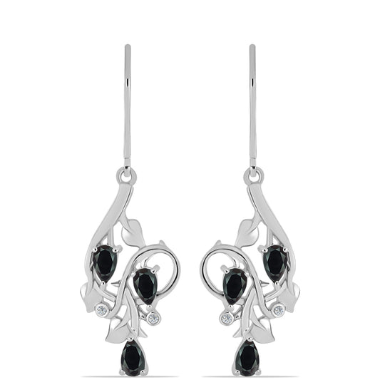 Pendientes de Plata con Obsidiana y Topacio Blanco