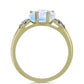Anillo de Plata Bañada en Oro con Piedra Lunar Arco Iris y Topacio Blanco