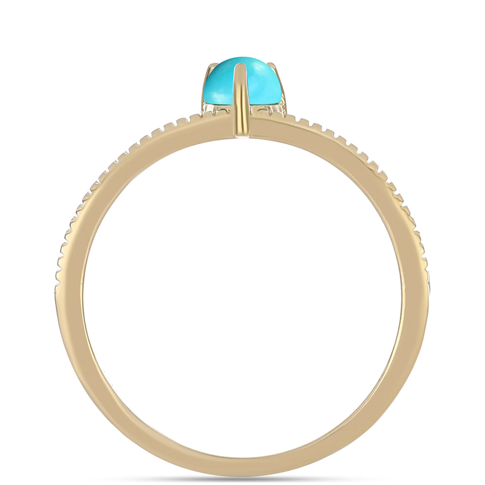 Anillo de Plata Bañada en Oro con Turquesa Bella Durmiente 2 