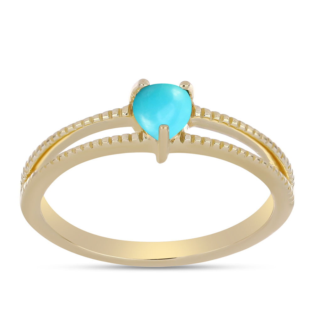 Anillo de Plata Bañada en Oro con Turquesa Bella Durmiente 3 