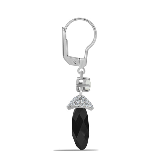 Pendientes de Plata con Obsidiana y Perla blanca de agua dulce