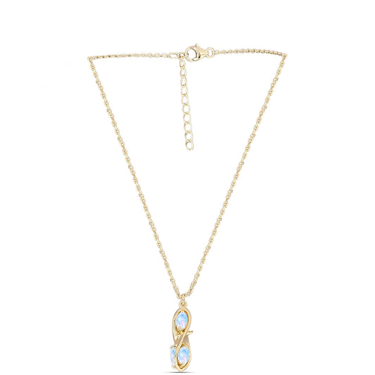 Collar de Plata Bañada en Oro con Piedra Lunar Arco Iris