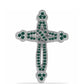 Cruz Colgante de Plata con Moissanita azul mar verdosa