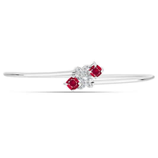 Brazalete de Plata con Rubí de Madagascar y Topacio Blanco