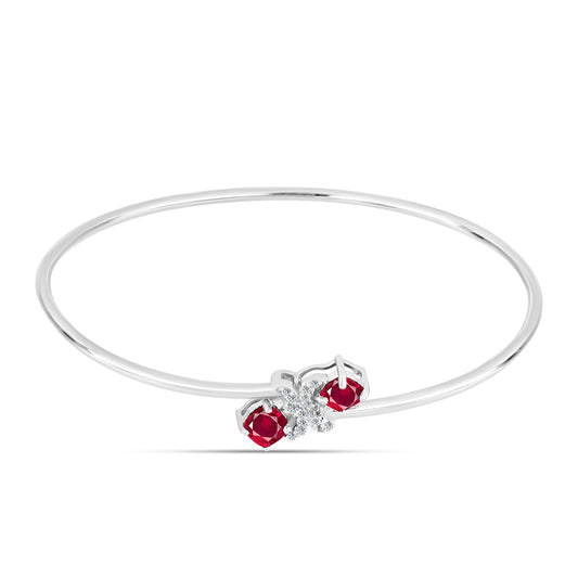 Brazalete de Plata con Rubí de Madagascar y Topacio Blanco