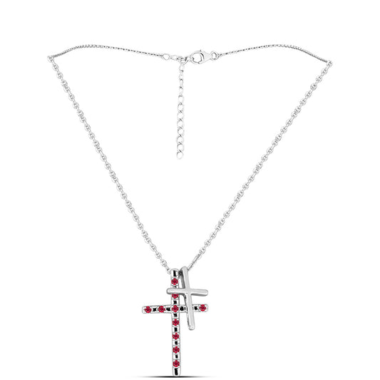 Cruz Conjunto de Plata con Rubí de Madagascar ( Colgante )