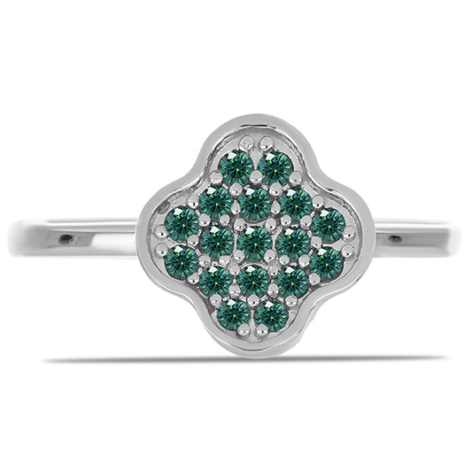 Anillo de Plata con Moissanita azul mar verdosa