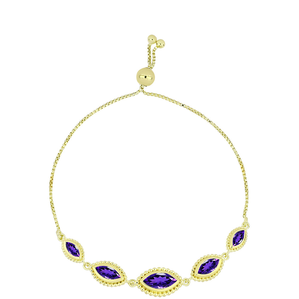 Pulsera de Plata Bañada en Oro con Amatista de Marruecos 1 