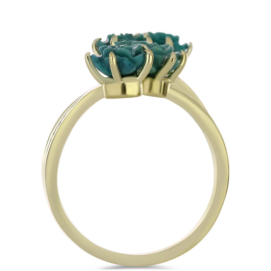 Anillo de Plata Bañada en Oro con Turquesa Bella Durmiente
