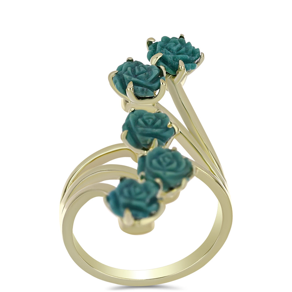 Anillo de Plata Bañada en Oro con Turquesa Bella Durmiente 3 