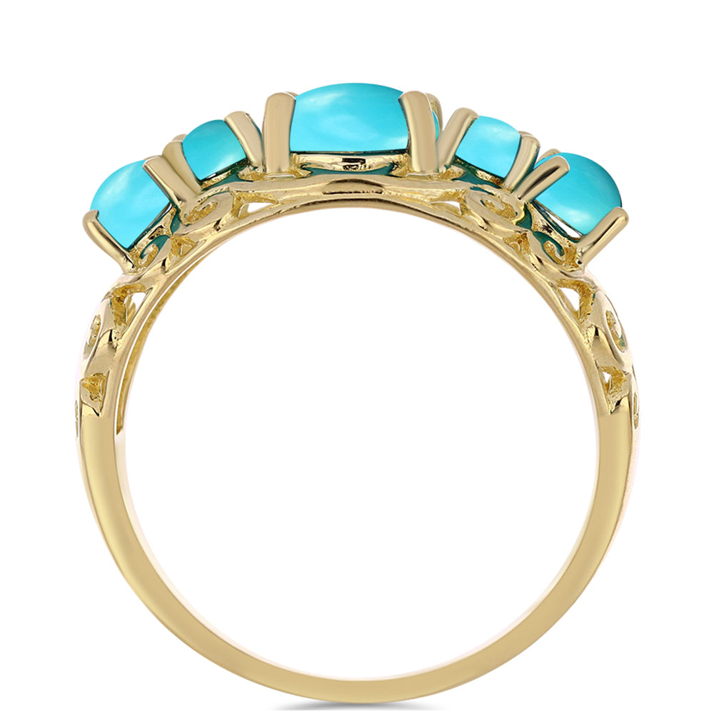 Anillo de Plata Bañada en Oro con Turquesa Bella Durmiente 2 