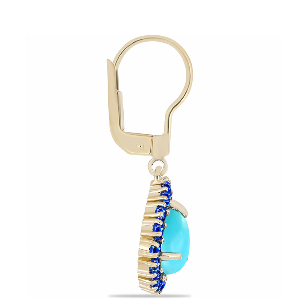 Pendientes de Plata Bañada en Oro con Turquesa Bella Durmiente y Zafiro azul Australiano