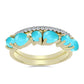 Anillo de Plata Bañada en Oro con Turquesa Bella Durmiente y Topacio Blanco