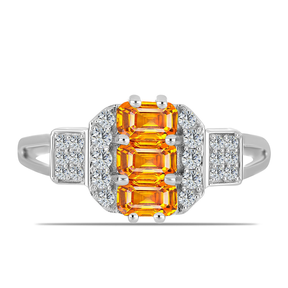 Anillo de Plata con Zafiro Padparadscha y Topacio Blanco 1 