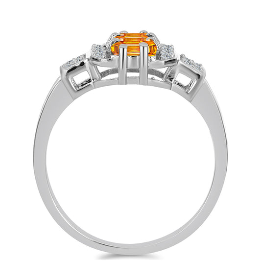 Anillo de Plata con Zafiro Padparadscha y Topacio Blanco