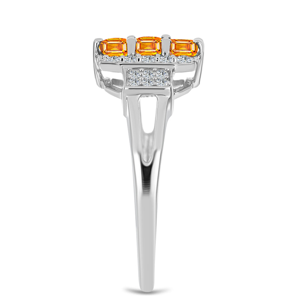 Anillo de Plata con Zafiro Padparadscha y Topacio Blanco 4 