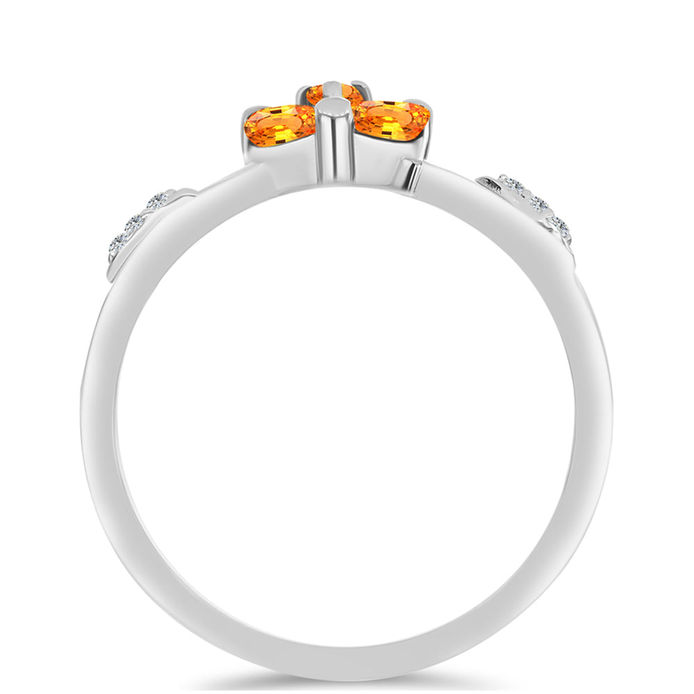 Anillo de Plata con Zafiro Padparadscha y Topacio Blanco 2 