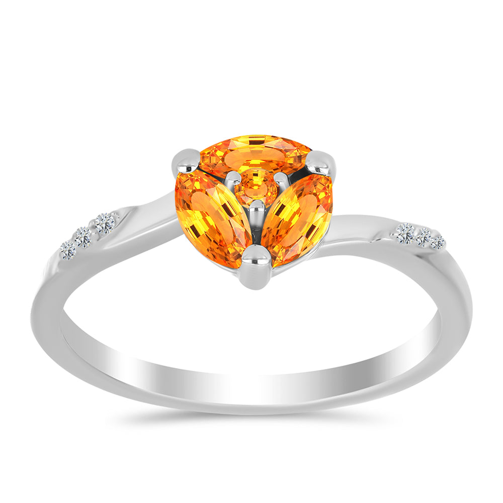 Anillo de Plata con Zafiro Padparadscha y Topacio Blanco 3 