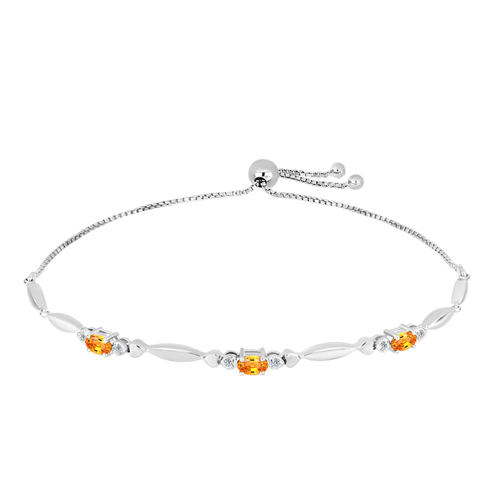 Pulsera de Plata con Zafiro Padparadscha y Topacio Blanco 1 