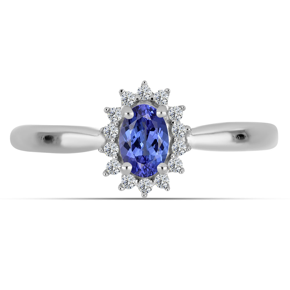 Anillo de Plata con Tanzanita AA y Topacio Blanco