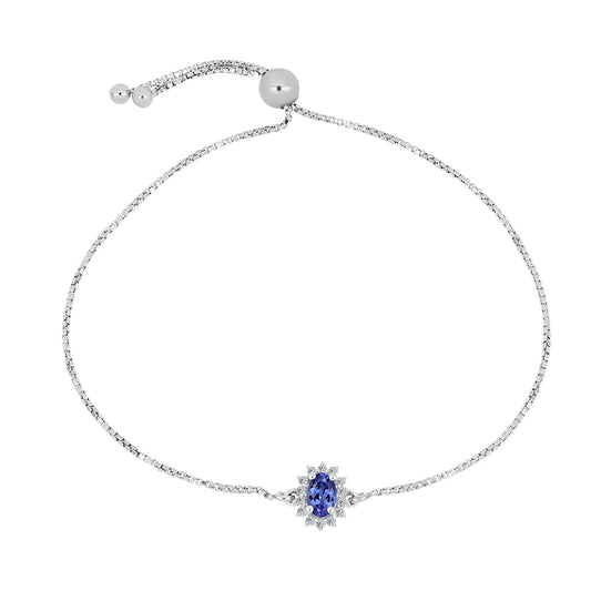 Pulsera de Plata con Tanzanita AA y Topacio Blanco