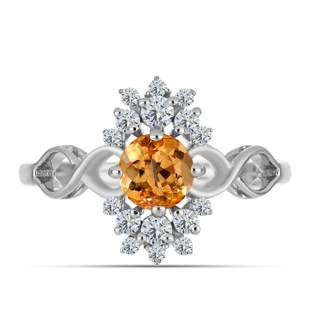 Anillo de Plata con Topacio amarillo imperial y Topacio Blanco 1 