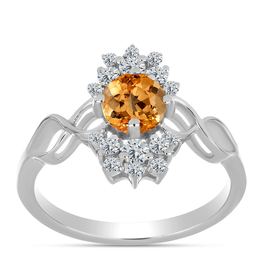 Anillo de Plata con Topacio amarillo imperial y Topacio Blanco 3 