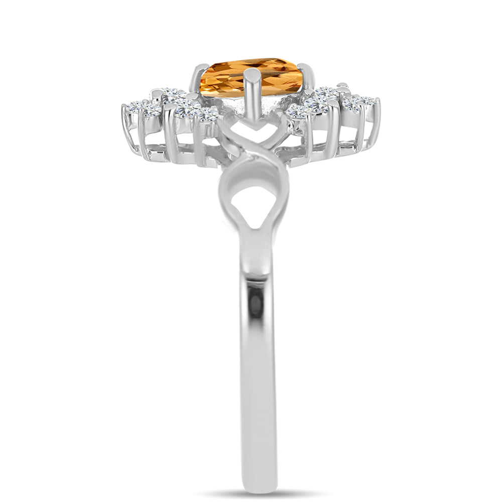 Anillo de Plata con Topacio amarillo imperial y Topacio Blanco