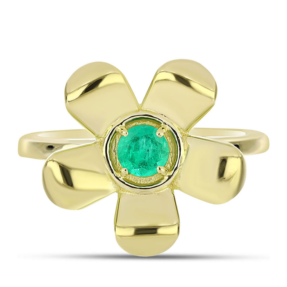 Anillo de Plata Bañada en Oro con Esmeralda de Colombia