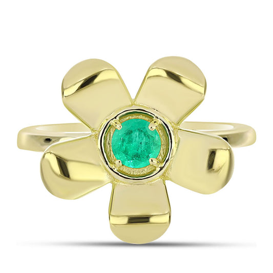 Anillo de Plata Bañada en Oro con Esmeralda de Colombia