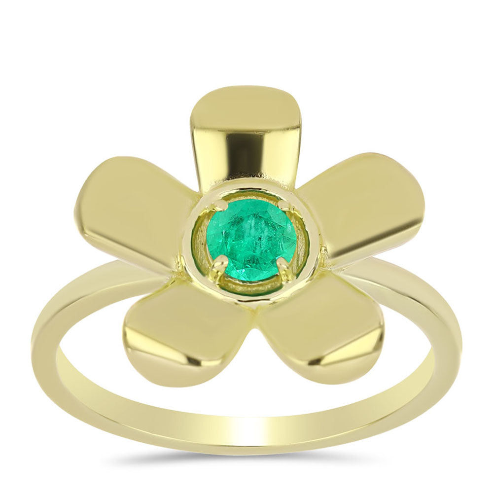 Anillo de Plata Bañada en Oro con Esmeralda de Colombia