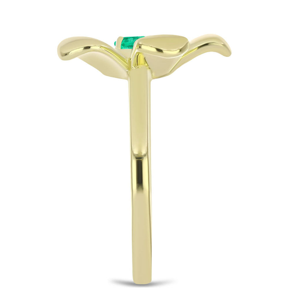 Anillo de Plata Bañada en Oro con Esmeralda de Colombia 4 