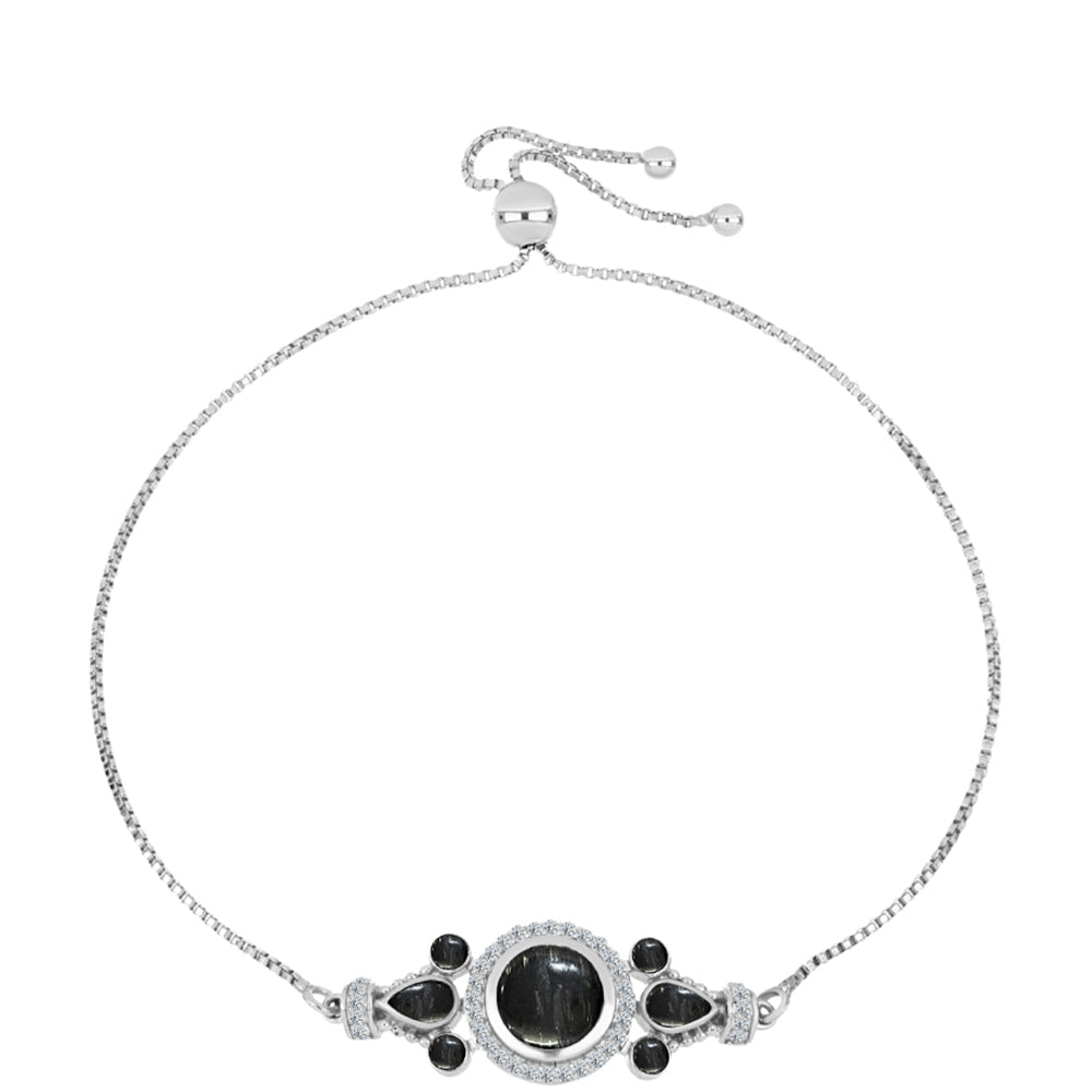 Pulsera de Plata con Jaspe Picasso y Topacio Blanco