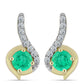 Pendientes de Plata Bañada en Oro con Esmeralda de Colombia y Diamante blanco