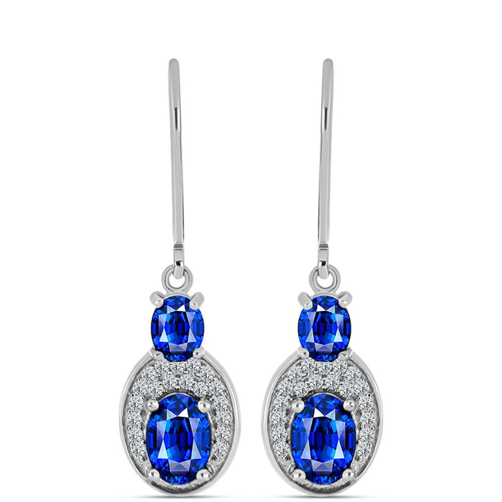 Pendientes de Plata con Zafiro Azul Australiano y Topacio Blanco 1 