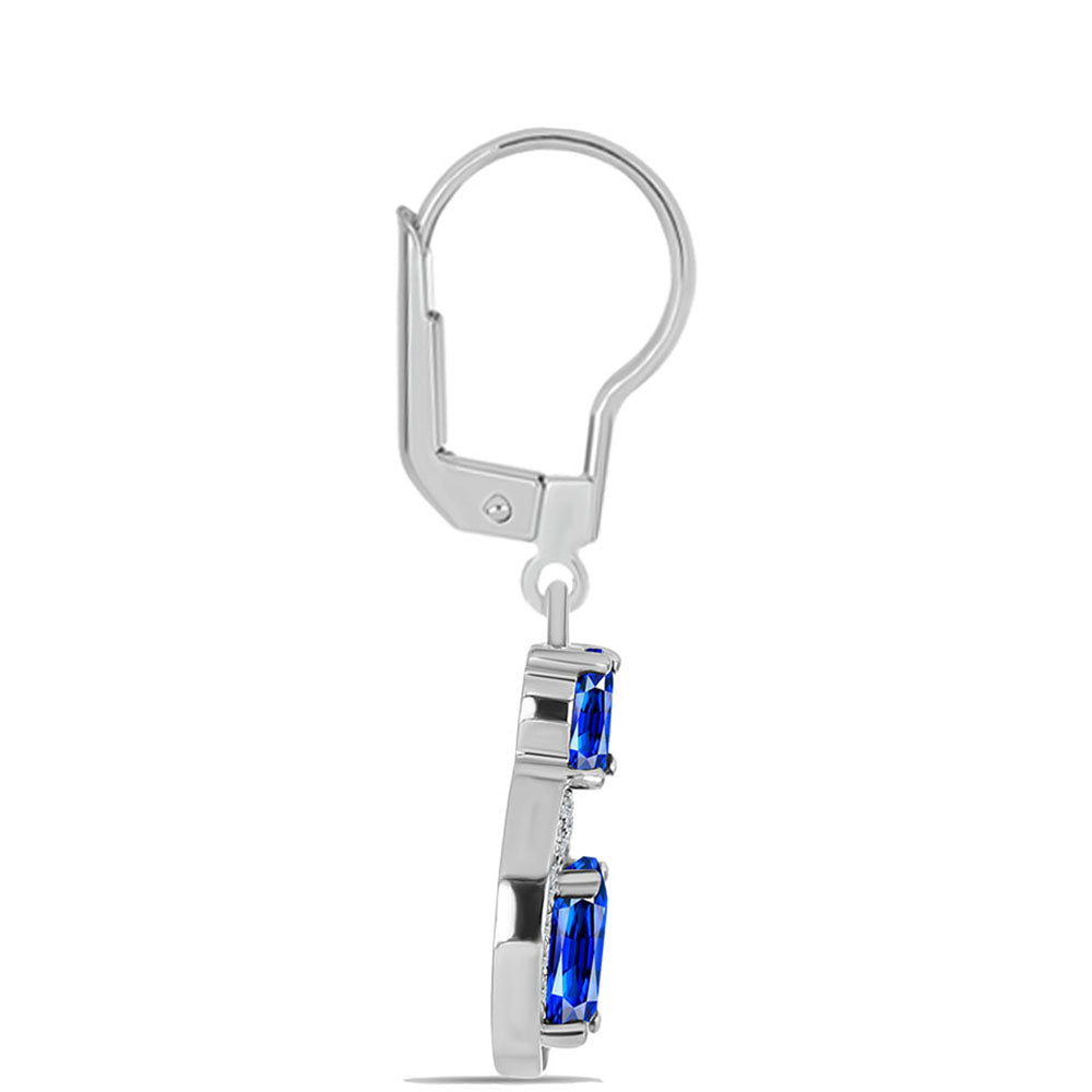 Pendientes de Plata con Zafiro Azul Australiano y Topacio Blanco